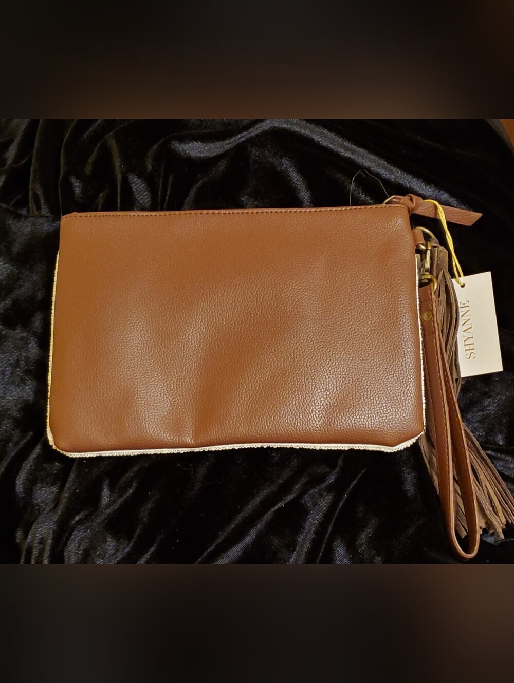 Shyanne Cream Beaded Star Stud Wristlet in Brown Leather & Cowhide - Picture 2 of 3